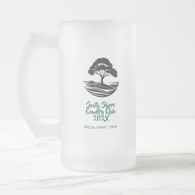 Custom Golf Club Logo Frosted Glass Beer Mug (Left)