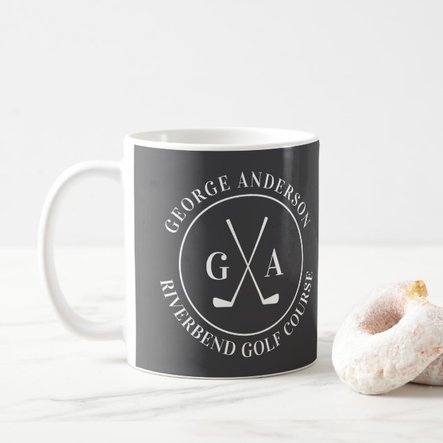 Custom Golf Club Logo Personalised Monogram Coffee Mug (With Donut)