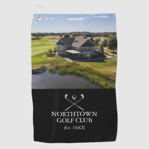 Custom Golf Club Name And Photo Black And White Towel
