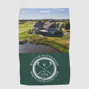 Custom Golf Club Name And Photo Emerald Green Towel
