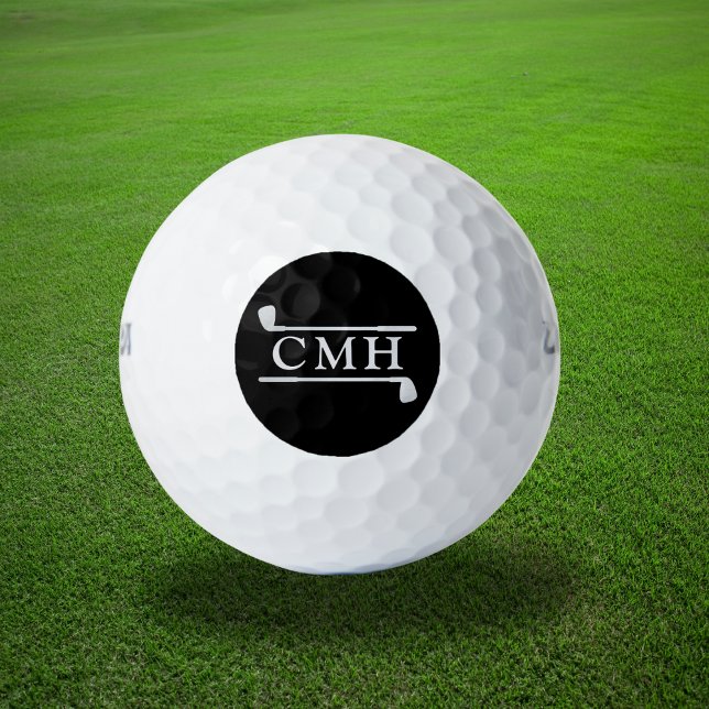 Custom Golf Clubs Elegant Monogram Black Silver Balls (Personalized style with modern elegance.
)