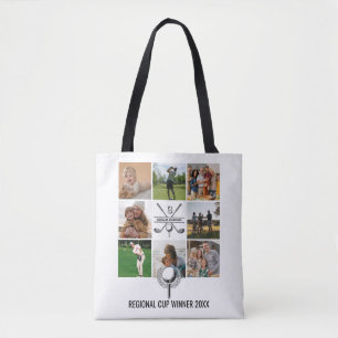 Custom Golf Collage with Monogram Design Tote Bag
