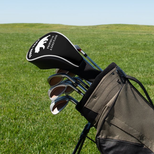 Custom golf driver cover with bear silhouette logo (In Situ)