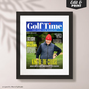 Custom Golf Magazine Cover, Fun Gift for Golfer Poster