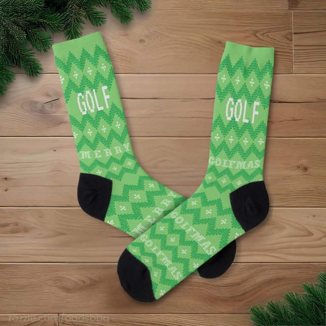 Custom Golf Merry Golfmas Green Christmas Socks (Merry Golfmas! And here's the socks to wear. Just add your initials)