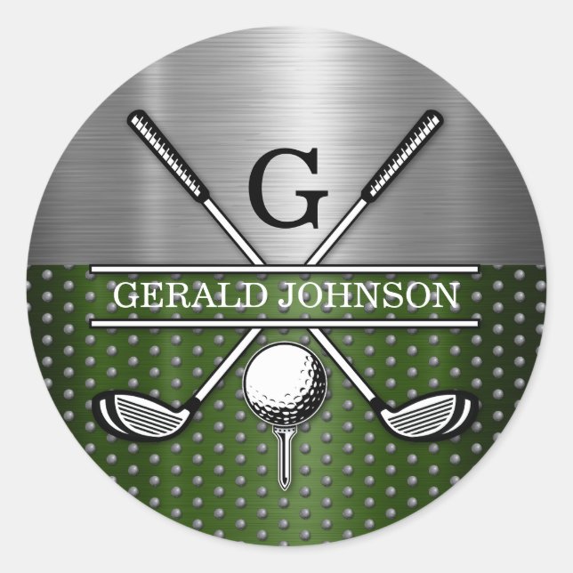 Custom Golf Monogram Design Classic Round Sticker (Front)