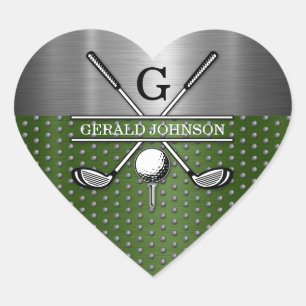 Custom Golf Monogram Design Heart Sticker