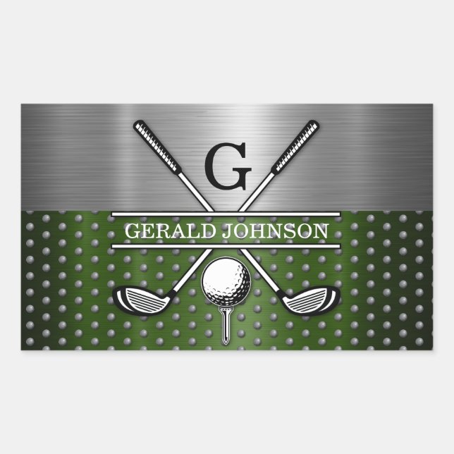 Custom Golf Monogram Design Rectangular Sticker (Front)