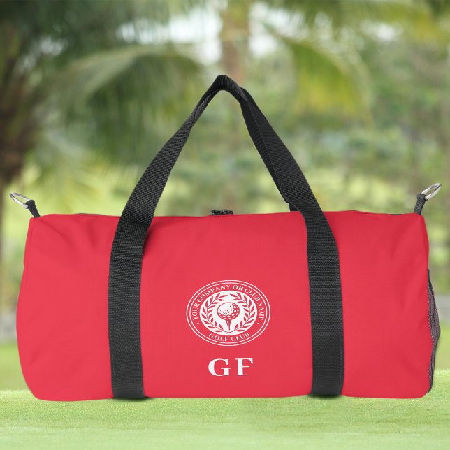 Custom Golf Monogram Red Travel Gym Duffle Bag (Creator Uploaded)
