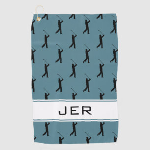 Custom Golf Monogrammed Golfer Pattern Turquoise Golf Towel