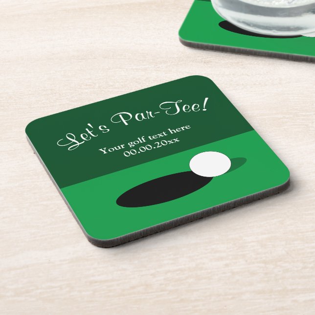 Custom golf par tee coasters for golfing party (Left Side)