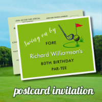 **CUSTOM GOLF POSTCARD 80TH BIRTHDAY INVITATION