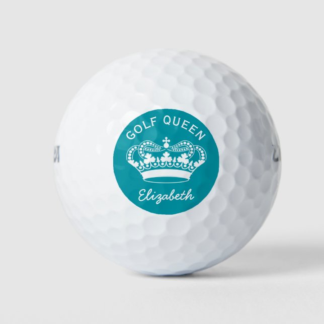 Custom Golf Queen Teal Crown Golf Balls (Front)