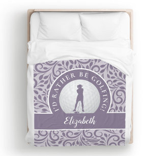 Custom Golf Silhouette Modern Pattern Purple Chic Fleece Blanket