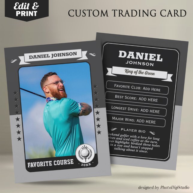 Custom Golf Trading Card, Personalised Golfer Card (Custom Golfer Trading Card, Golf Trading Card Custom Gifts for Golfers, Retro Golf Card)