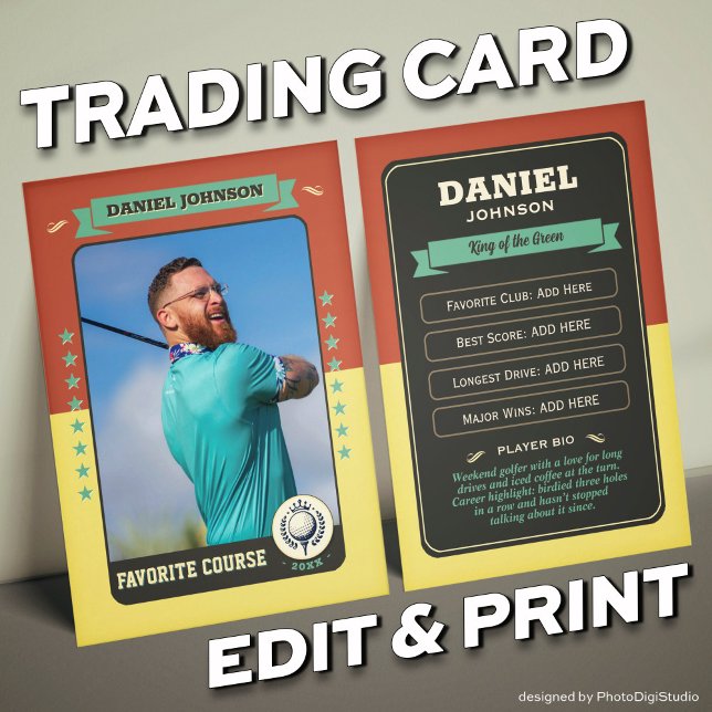 Custom Golf Trading Card, Personalised Golfer Card (Custom Golfer Trading Card, Golf Trading Card Custom Gifts for Golfers, Retro Golf Card)