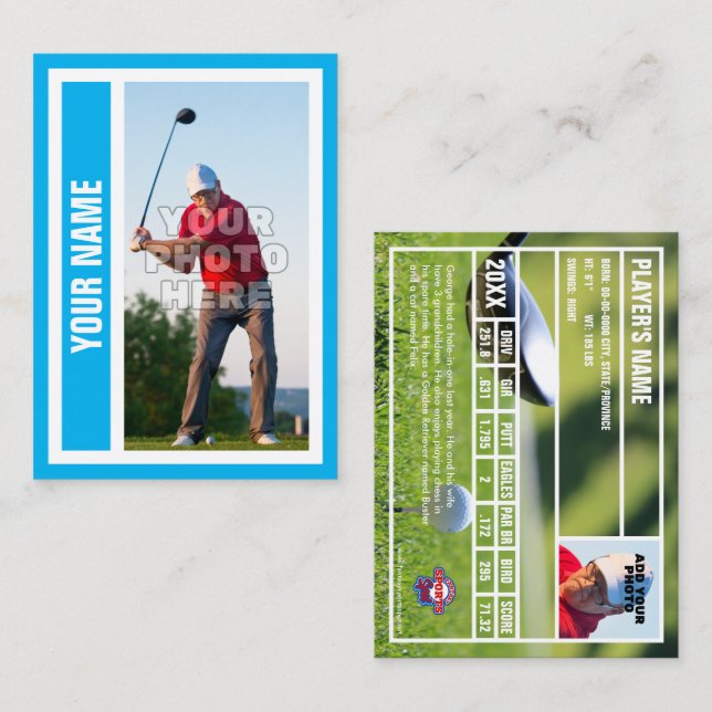 Custom Golf Trading Card - Sky Blue (Front/Back)