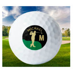 Custom Golfer Name Monogram   Golf Balls<br><div class="desc">A custom unique golf ball -- tastefully done -- ready to run the course -- black, white and gold -- golfer in action - and personalise with a custom two-tone monogram as well. This is a great gift for all gentlemen golf lovers -- fun / attractive / unique. If you...</div>