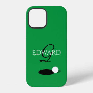 Custom golfer name monogram green golf ball iPhone 12 case