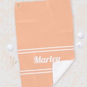 Custom Golfer Pro Sports Classic Name Chic Peach Golf Towel