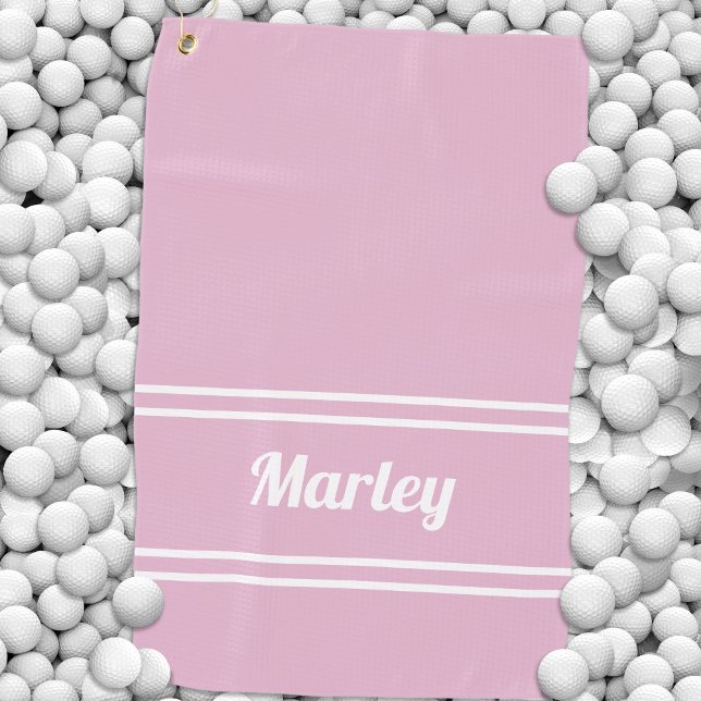 Custom Golfer Pro Sports Classic Name Chic Pink Golf Towel (Custom Golfer Pro Sports Classic Name Chic Pink Golf Towel)