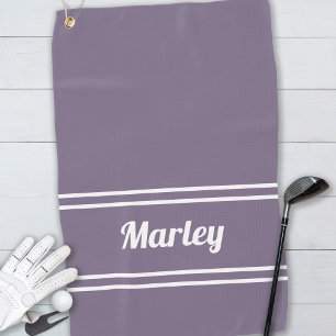 Custom Golfer Pro Sports Classic Name Chic Purple Golf Towel
