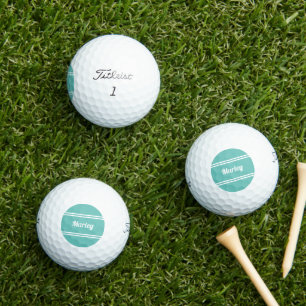 Custom Golfer Sport Classic Name Modern Teal Green Golf Balls