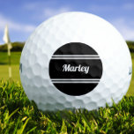 Custom Golfer Sports Classic Name Monogram Black Golf Balls<br><div class="desc">Custom golf balls will prove that you got that hole in one! Classic design features a custom name or text up to ten characters in modern script and a double frame border. Script and border are in white on a black background. Color of background and font are easily changed with...</div>