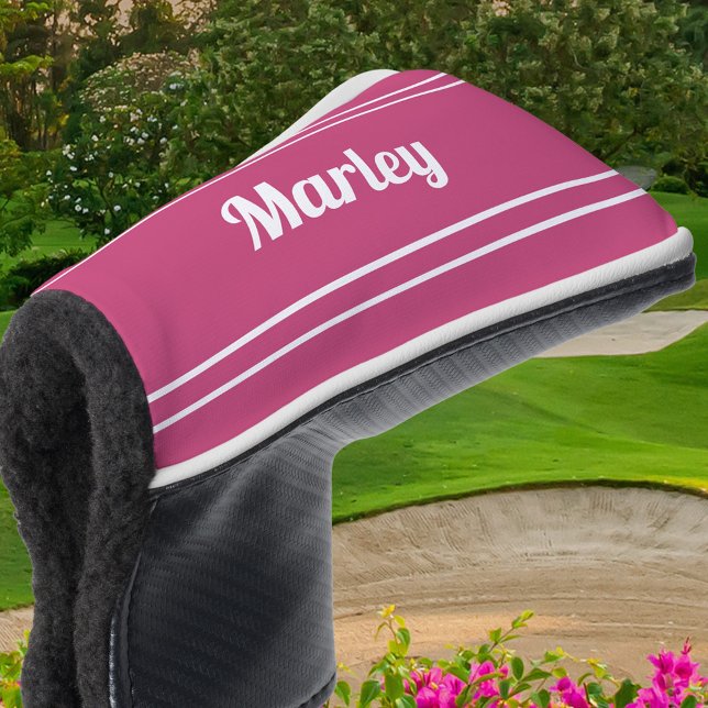 Custom Golfer Sports Ladies Name Monogram Pink Golf Head Cover (Custom Golfer Sports Ladies Name Monogram Pink Golf Head Cover)