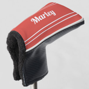 Custom Golfer Sports Modern Monogrammed Red Club Golf Head Cover