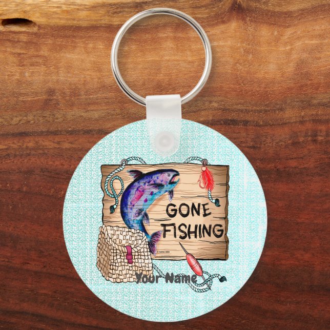 Custom Gone Fishing Key Ring (Front)