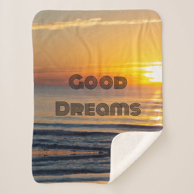 Custom Good dreams Text Throw, Fleece, Sherpa Blanket (Front)