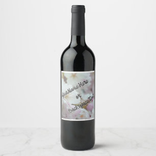Custom Good Luck Bottle Label Cherry Blossom Label
