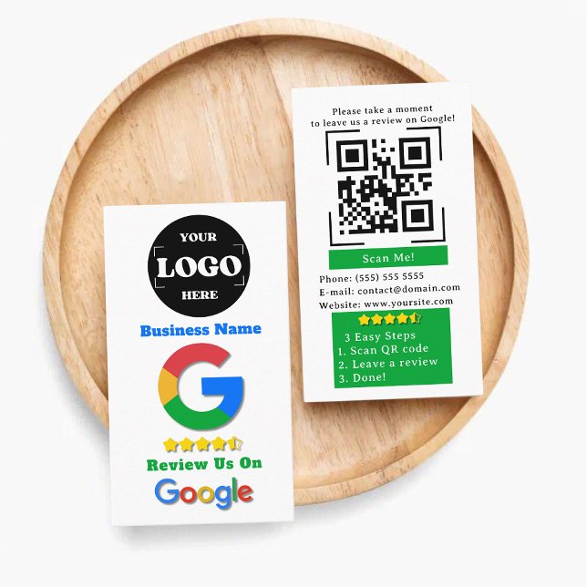 Custom Google Review Business Logo QR Code Link Business Card (Creator Uploaded)