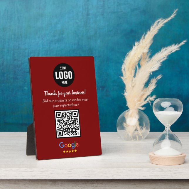 Custom Google Review QR Code Business Plaque (Side)
