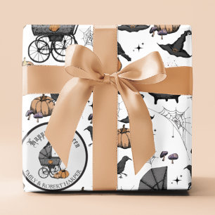 Custom Goth Baby Carriage Halloween Wrapping Paper
