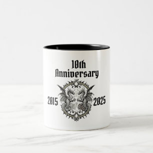 Custom Gothic Anniversary Dragon 2025 Two-Tone Coffee Mug