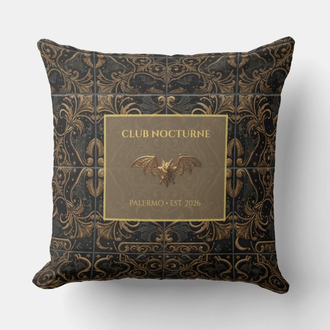 Custom Gothic Gold Pattern Accent Pillow (Front)