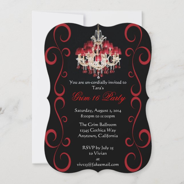 Custom Gothic Grim Sixteen Party Invitations II (Front)