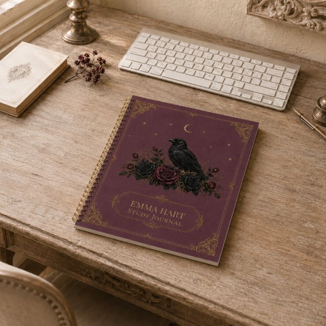 Custom Gothic Raven Burgundy Roses Dark Academia Notebook (Custom Gothic Raven Burgundy Roses Dark Academia Notebook)