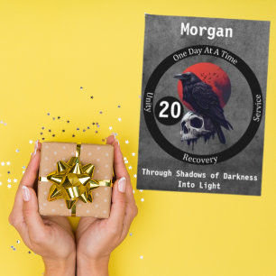 Custom Gothic Raven Recovery Milestone Card