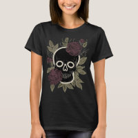 Custom Gothic Skull and Roses Dark Floral Art