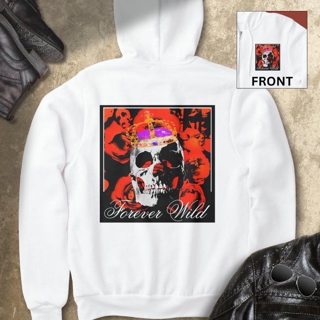 Custom Gothic Skull Red Roses Hoodie (Creator Uploaded)