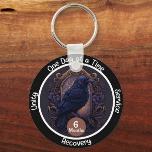 Custom Gothic  Sobriety Milestone Gift Key Ring