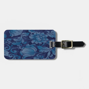 Custom Graceful Blue Floral Luggage Tag