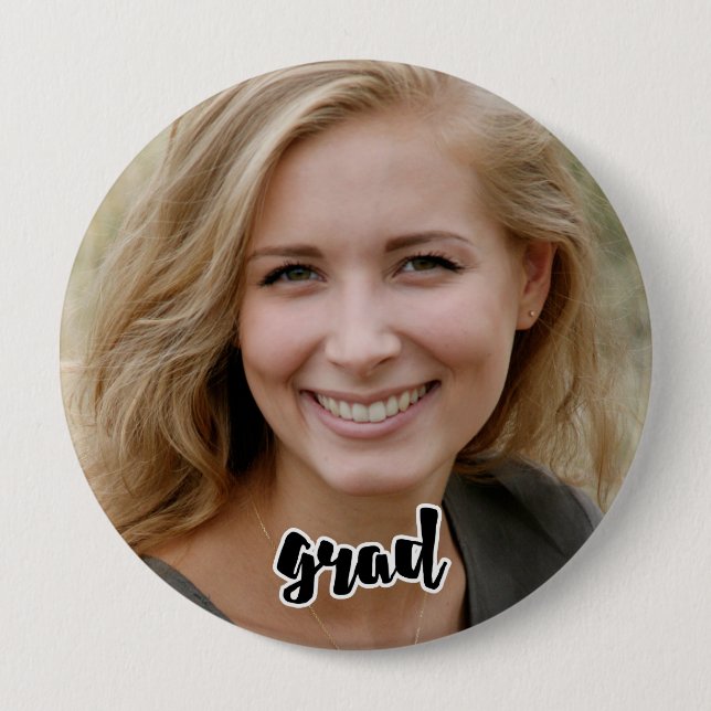 Custom Grad Party Senior Photo Proud Parent 10 Cm Round Badge (Front)