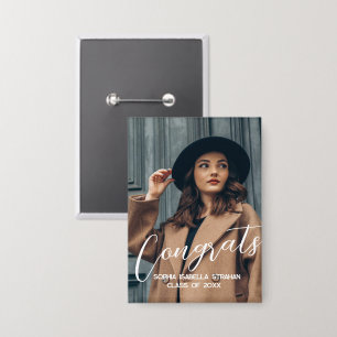 Custom Grad Photo Buttons - Personalise Button Pin