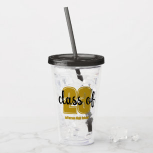 Custom grad year and school name acrylic tumbler