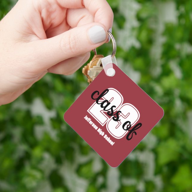 Custom grad year and school name key ring (Hand)