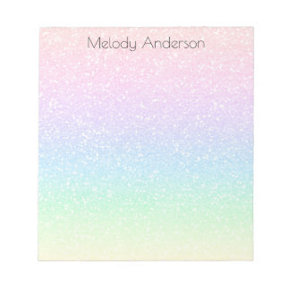 Custom Gradient Rainbow Glitter Girly Notepad